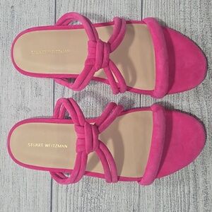 Stuart Weitzman Twist Knot Suede Sandals Pink Size 7